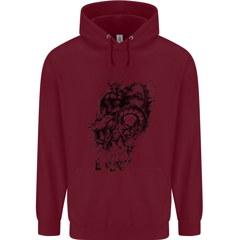 Odin the Viking on Horseback Valhalla Gods Mens 80% Cotton Hoodie Maroon