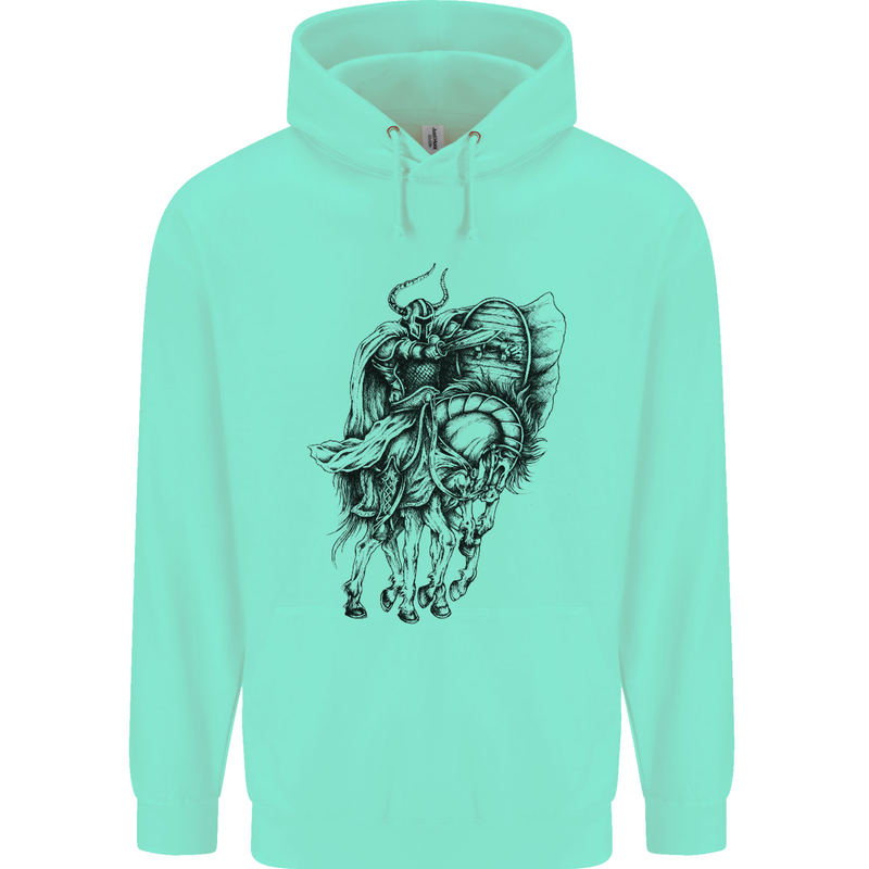 Odin the Viking on Horseback Valhalla Gods Mens 80% Cotton Hoodie Peppermint