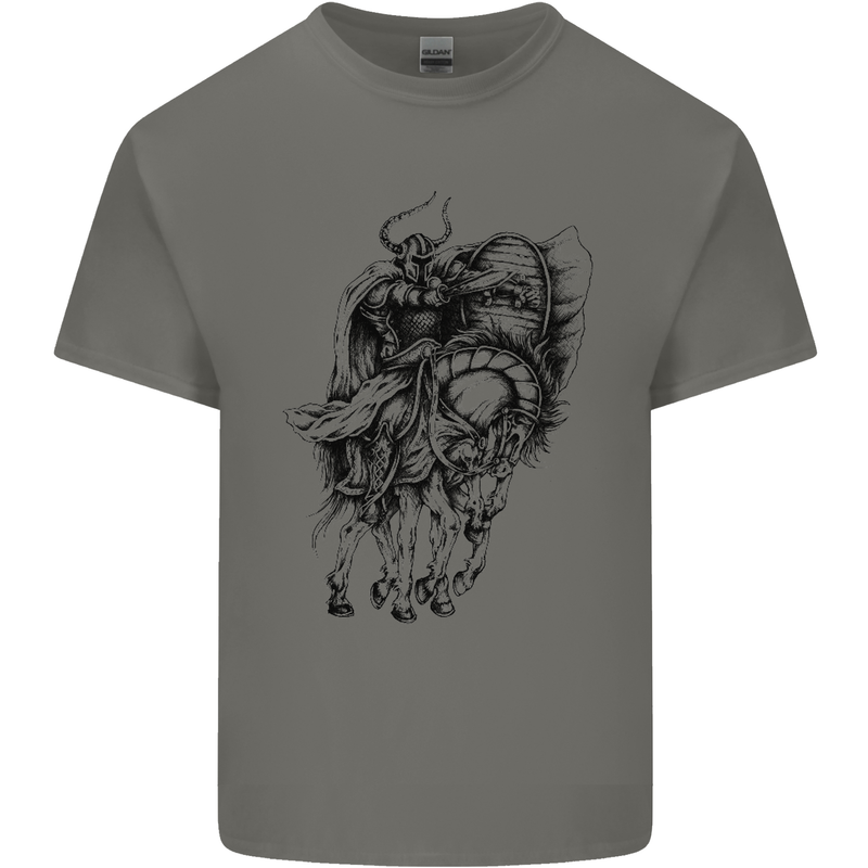 Odin the Viking on Horseback Valhalla Gods Mens Cotton T-Shirt Tee Top Charcoal