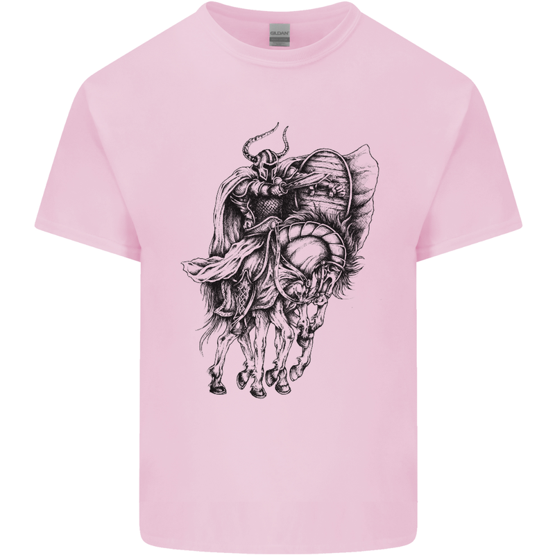 Odin the Viking on Horseback Valhalla Gods Mens Cotton T-Shirt Tee Top Light Pink