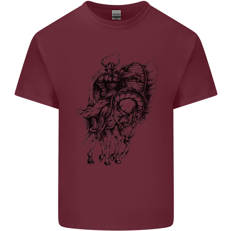 Odin the Viking on Horseback Valhalla Gods Mens Cotton T-Shirt Tee Top Maroon
