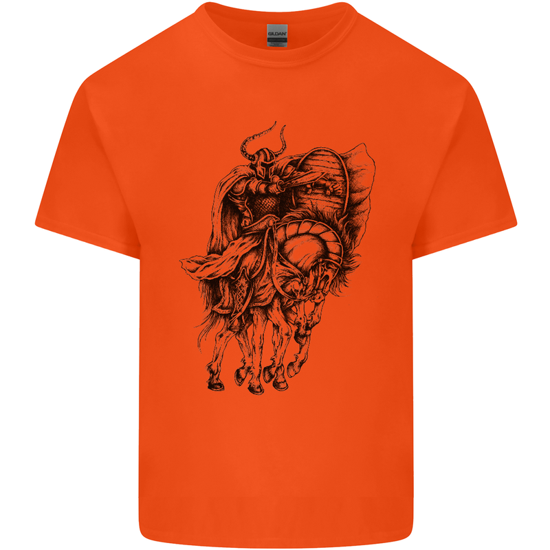 Odin the Viking on Horseback Valhalla Gods Mens Cotton T-Shirt Tee Top Orange