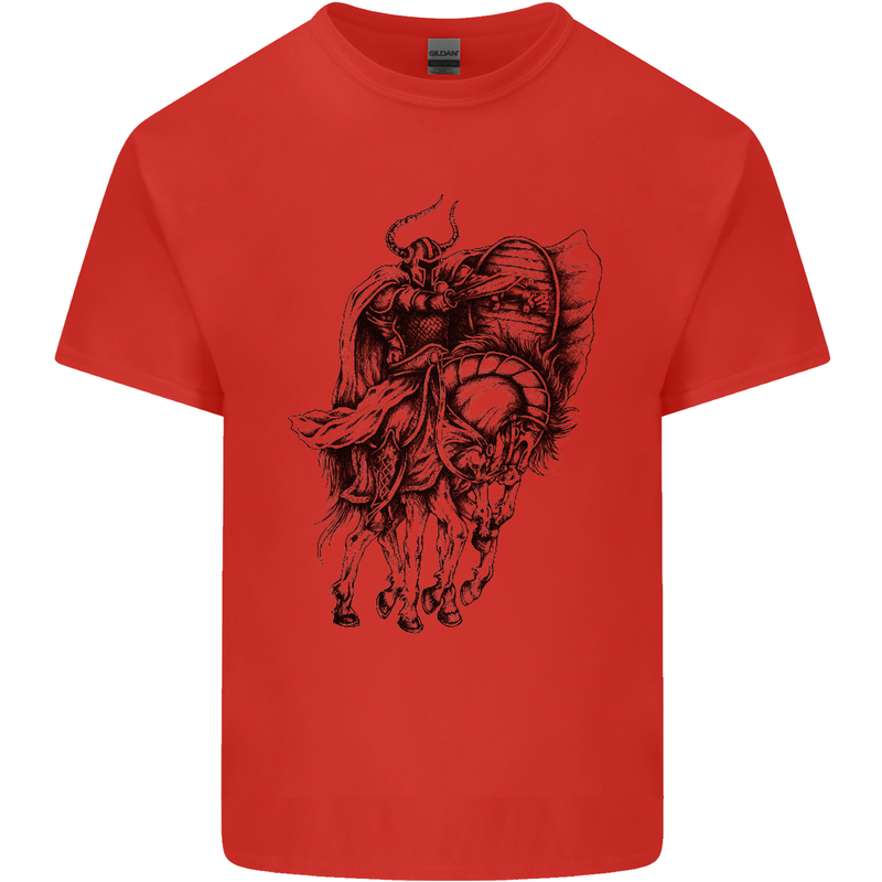 Odin the Viking on Horseback Valhalla Gods Mens Cotton T-Shirt Tee Top Red