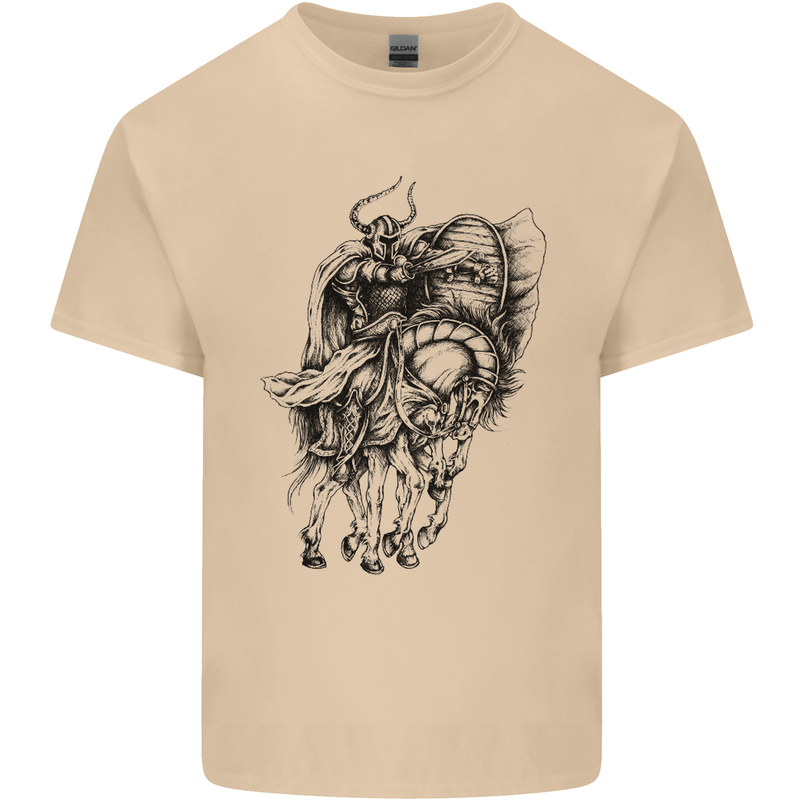 Odin the Viking on Horseback Valhalla Gods Mens Cotton T-Shirt Tee Top Sand