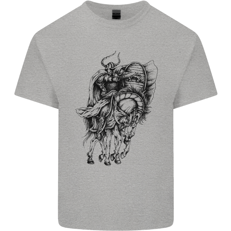 Odin the Viking on Horseback Valhalla Gods Mens Cotton T-Shirt Tee Top Sports Grey