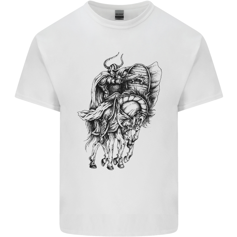 Odin the Viking on Horseback Valhalla Gods Mens Cotton T-Shirt Tee Top White