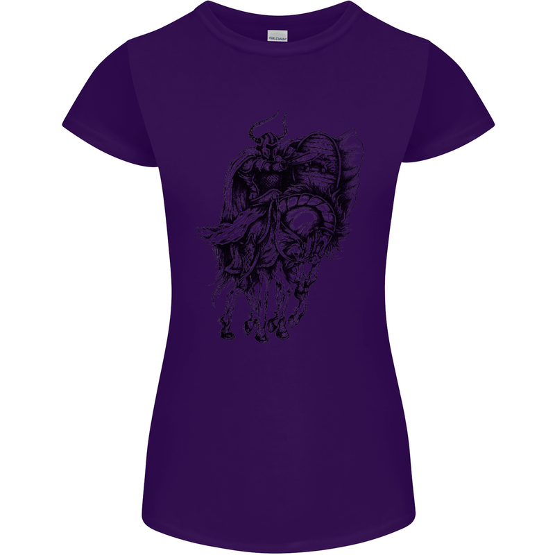Odin the Viking on Horseback Valhalla Gods Womens Petite Cut T-Shirt Purple
