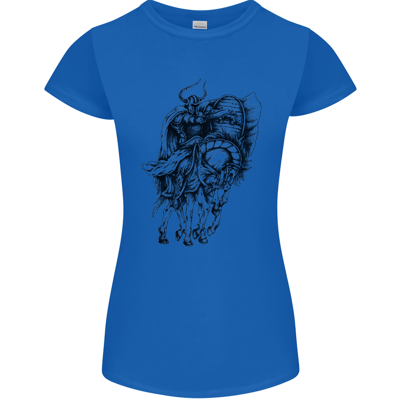 Odin the Viking on Horseback Valhalla Gods Womens Petite Cut T-Shirt Royal Blue