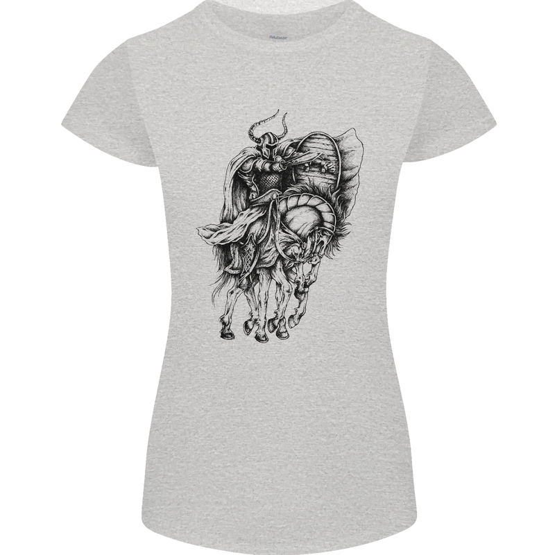Odin the Viking on Horseback Valhalla Gods Womens Petite Cut T-Shirt Sports Grey