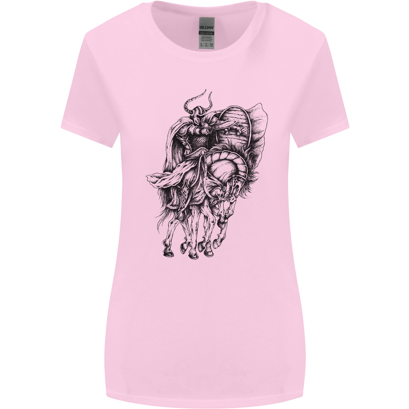 Odin the Viking on Horseback Valhalla Gods Womens Wider Cut T-Shirt Light Pink