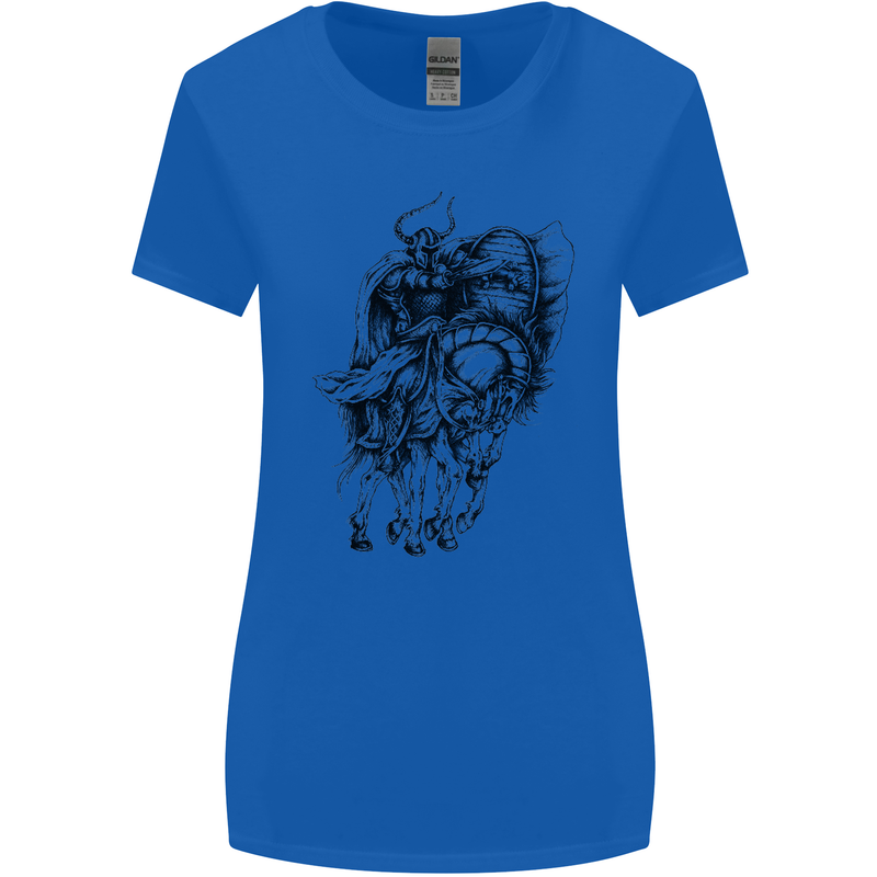 Odin the Viking on Horseback Valhalla Gods Womens Wider Cut T-Shirt Royal Blue