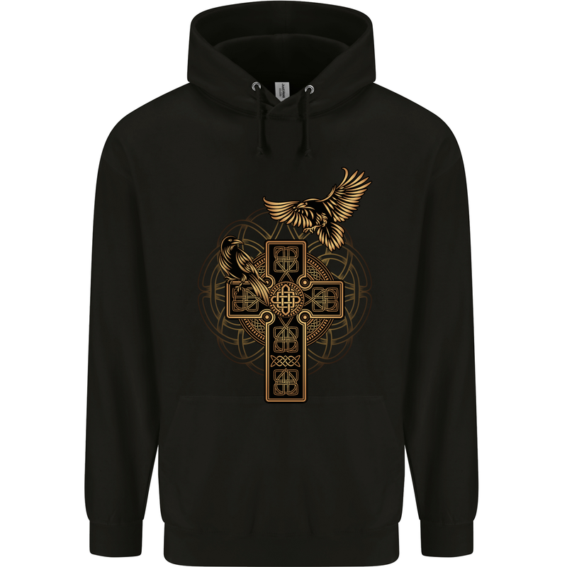 Odins Celtic Raven Viking Thor Ragnar Norse Childrens Kids Hoodie Black