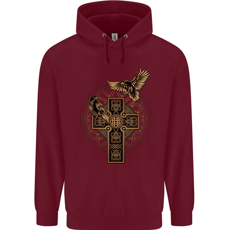 Odins Celtic Raven Viking Thor Ragnar Norse Childrens Kids Hoodie Maroon