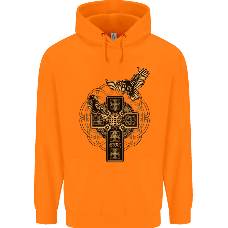 Odins Celtic Raven Viking Thor Ragnar Norse Childrens Kids Hoodie Orange