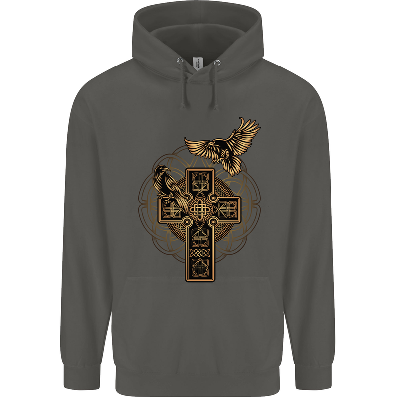 Odins Celtic Raven Viking Thor Ragnar Norse Childrens Kids Hoodie Storm Grey