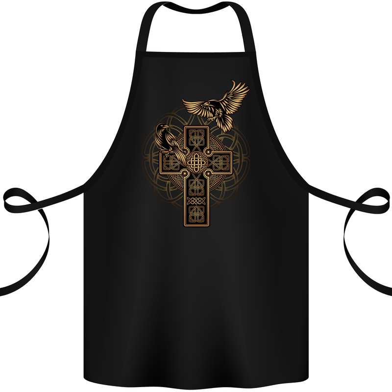 Odins Celtic Raven Viking Thor Ragnar Norse Cotton Apron 100% Organic Black