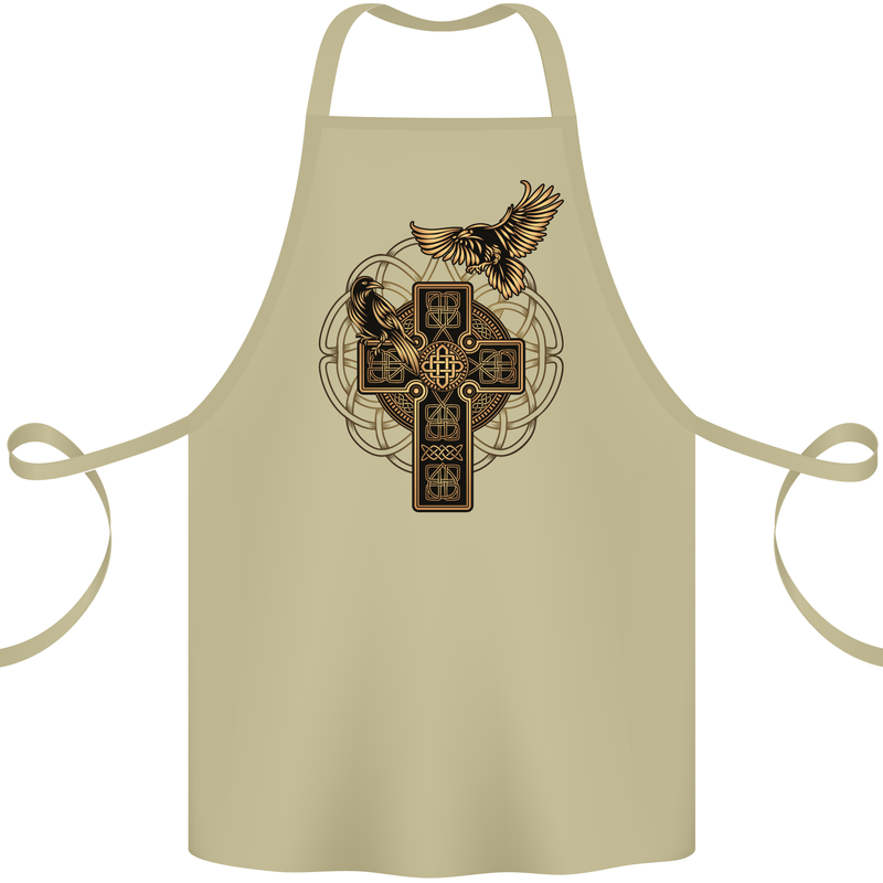 Odins Celtic Raven Viking Thor Ragnar Norse Cotton Apron 100% Organic Khaki