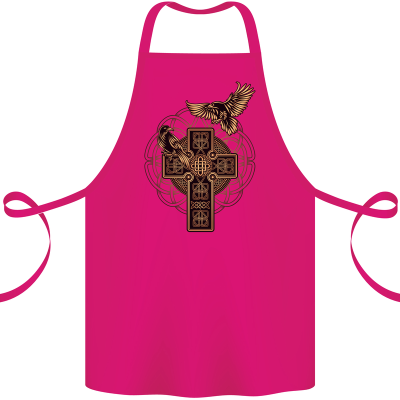 Odins Celtic Raven Viking Thor Ragnar Norse Cotton Apron 100% Organic Pink
