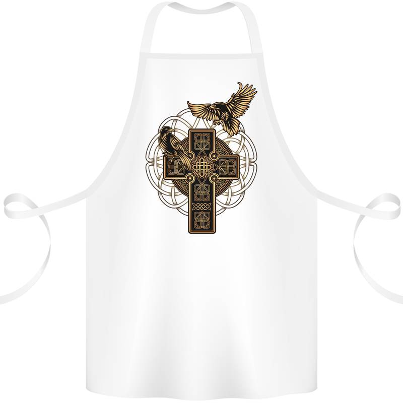 Odins Celtic Raven Viking Thor Ragnar Norse Cotton Apron 100% Organic White