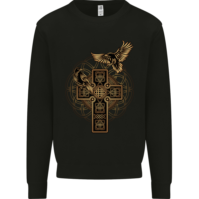 Odins Celtic Raven Viking Thor Ragnar Norse Kids Sweatshirt Jumper Black