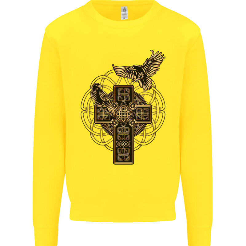 Odins Celtic Raven Viking Thor Ragnar Norse Kids Sweatshirt Jumper Yellow