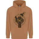 Odins Celtic Raven Viking Thor Ragnar Norse Mens 80% Cotton Hoodie Caramel Latte
