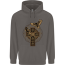 Odins Celtic Raven Viking Thor Ragnar Norse Mens 80% Cotton Hoodie Charcoal