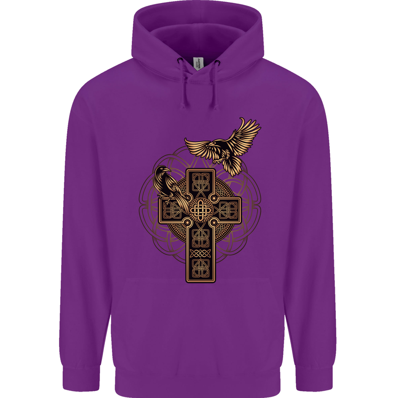 Odins Celtic Raven Viking Thor Ragnar Norse Mens 80% Cotton Hoodie Purple