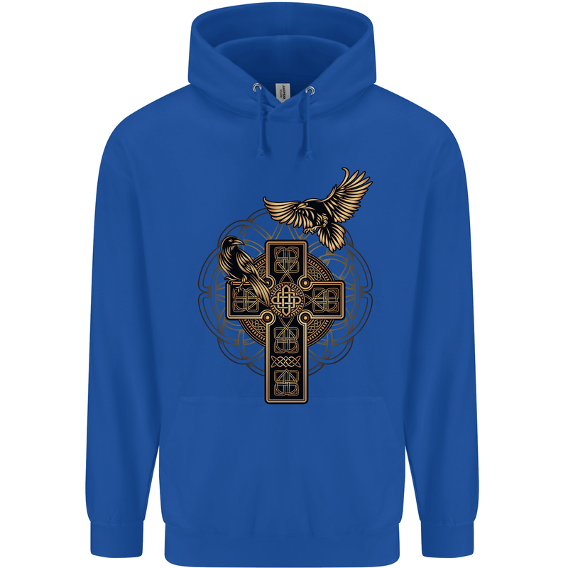Odins Celtic Raven Viking Thor Ragnar Norse Mens 80% Cotton Hoodie Royal Blue