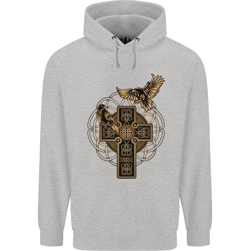 Odins Celtic Raven Viking Thor Ragnar Norse Mens 80% Cotton Hoodie Sports Grey