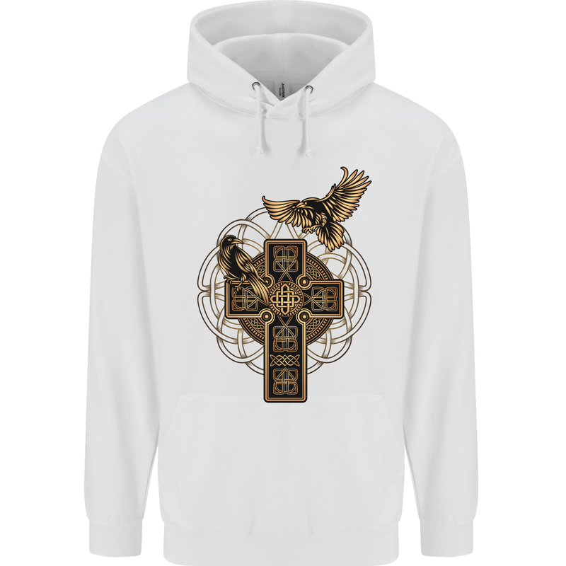 Odins Celtic Raven Viking Thor Ragnar Norse Mens 80% Cotton Hoodie White