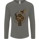 Odins Celtic Raven Viking Thor Ragnar Norse Mens Long Sleeve T-Shirt Charcoal