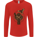 Odins Celtic Raven Viking Thor Ragnar Norse Mens Long Sleeve T-Shirt Red