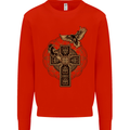 Odins Celtic Raven Viking Thor Ragnar Norse Mens Sweatshirt Jumper Bright Red