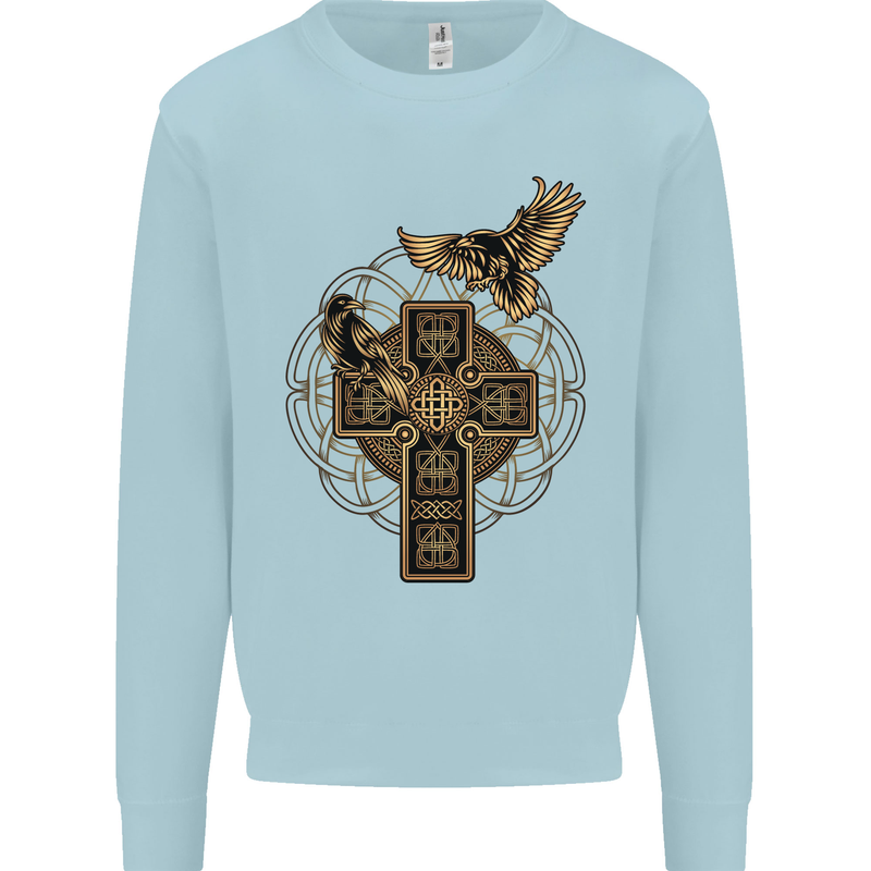 Odins Celtic Raven Viking Thor Ragnar Norse Mens Sweatshirt Jumper Light Blue