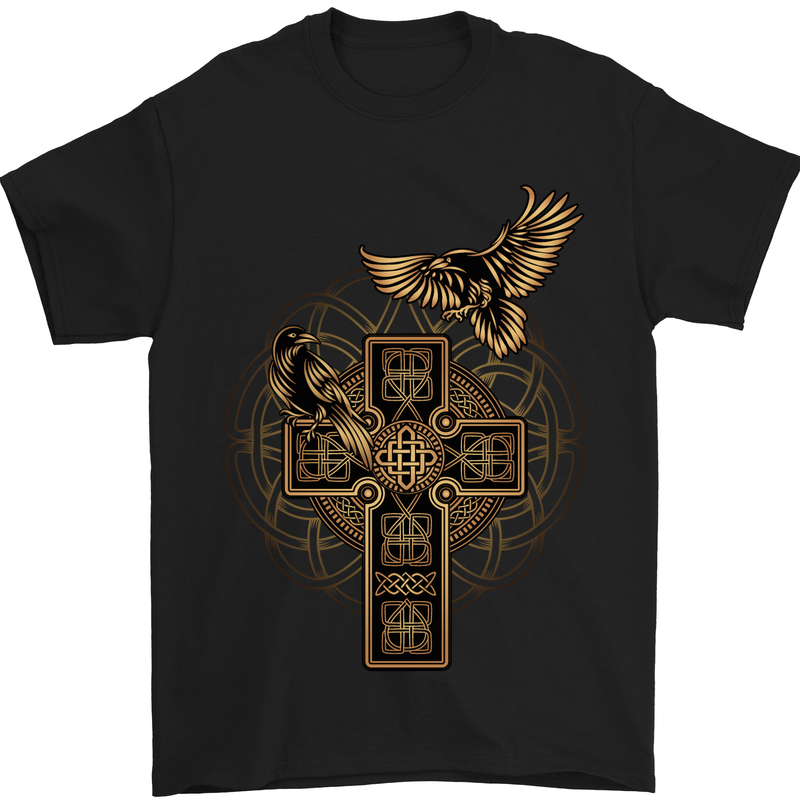 Odins Celtic Raven Viking Thor Ragnar Norse Mens T-Shirt Cotton Gildan Black