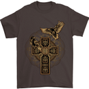 Odins Celtic Raven Viking Thor Ragnar Norse Mens T-Shirt Cotton Gildan Dark Chocolate
