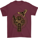 Odins Celtic Raven Viking Thor Ragnar Norse Mens T-Shirt Cotton Gildan Maroon