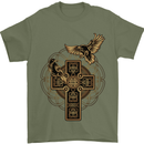 Odins Celtic Raven Viking Thor Ragnar Norse Mens T-Shirt Cotton Gildan Military Green