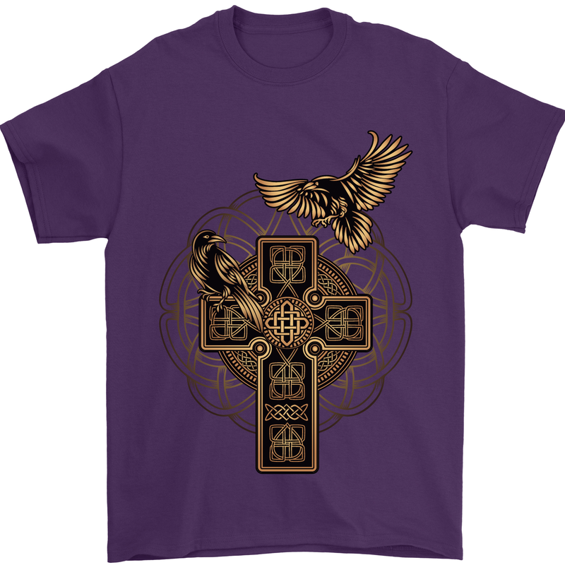 Odins Celtic Raven Viking Thor Ragnar Norse Mens T-Shirt Cotton Gildan Purple