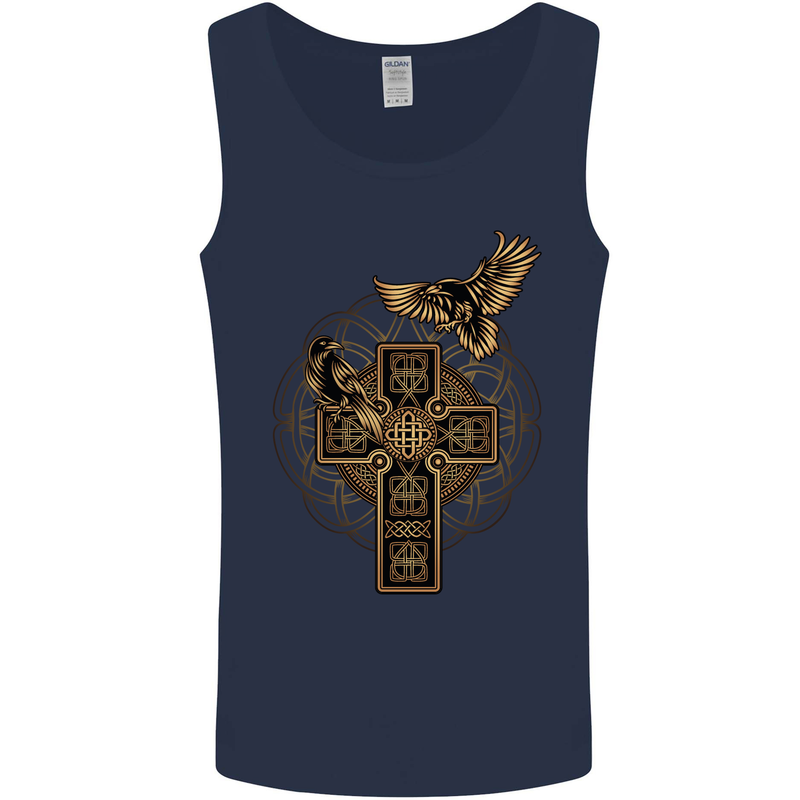 Odins Celtic Raven Viking Thor Ragnar Norse Mens Vest Tank Top Navy Blue