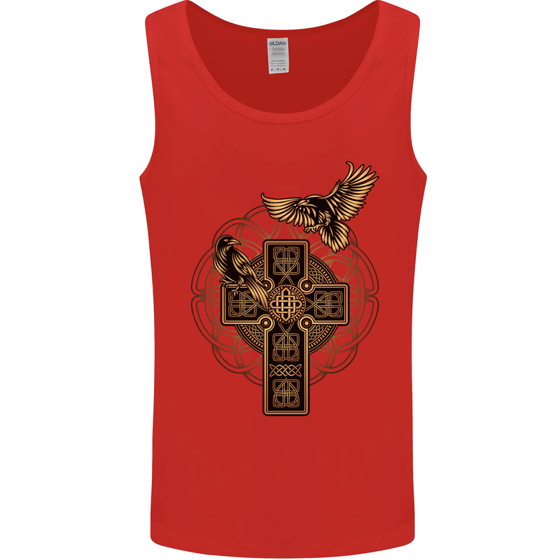 Odins Celtic Raven Viking Thor Ragnar Norse Mens Vest Tank Top Red
