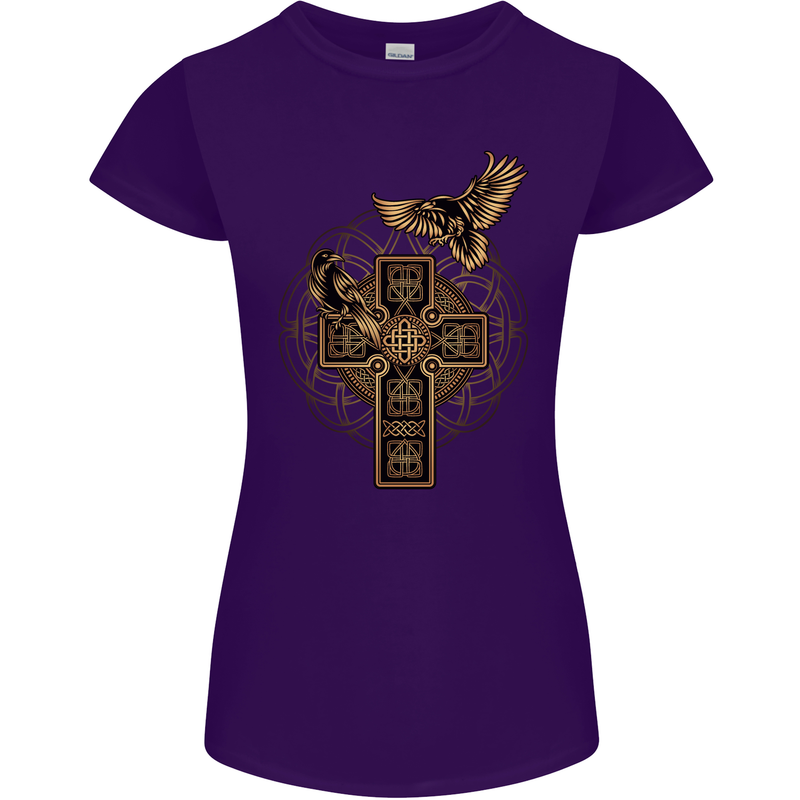 Odins Celtic Raven Viking Thor Ragnar Norse Womens Petite Cut T-Shirt Purple