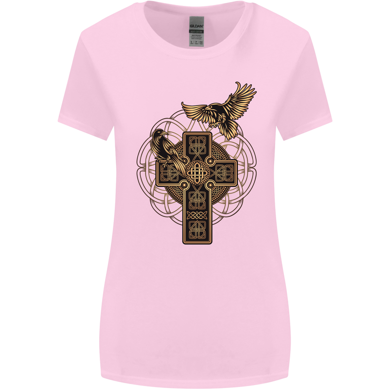 Odins Celtic Raven Viking Thor Ragnar Norse Womens Wider Cut T-Shirt Light Pink
