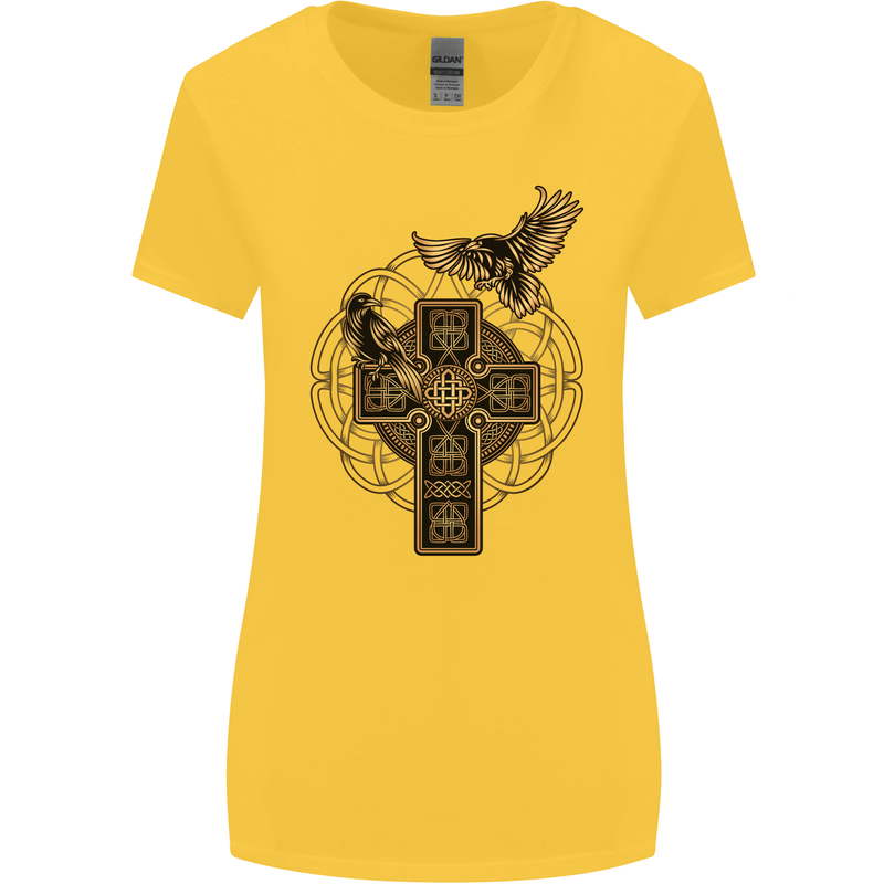 Odins Celtic Raven Viking Thor Ragnar Norse Womens Wider Cut T-Shirt Yellow