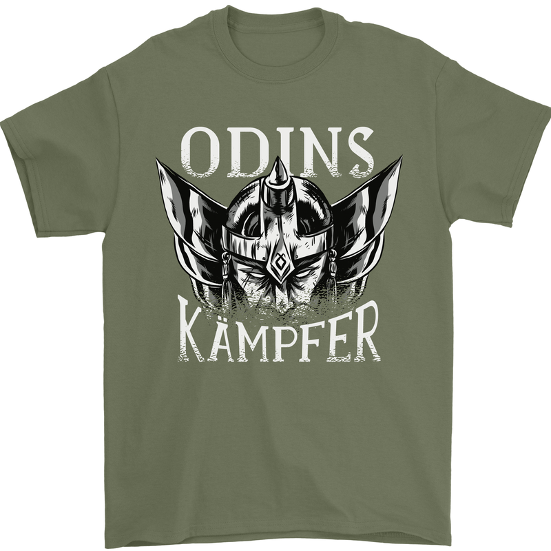 Odins Kampfer Vikings Mens T-Shirt 100% Cotton Military Green