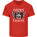 Odins Kampfer Vikings Mens V-Neck Cotton T-Shirt Red