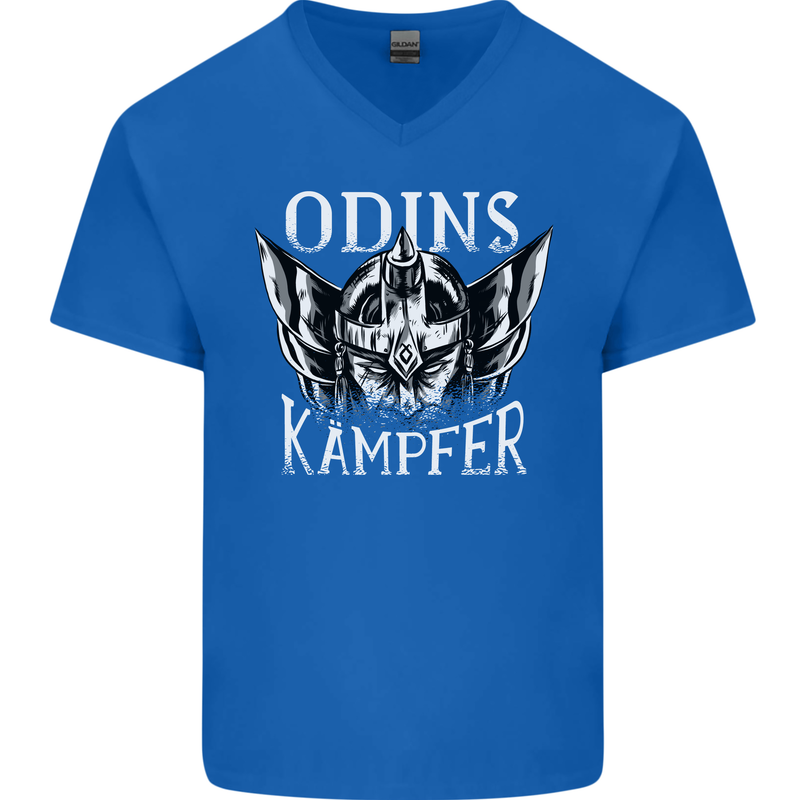 Odins Kampfer Vikings Mens V-Neck Cotton T-Shirt Royal Blue