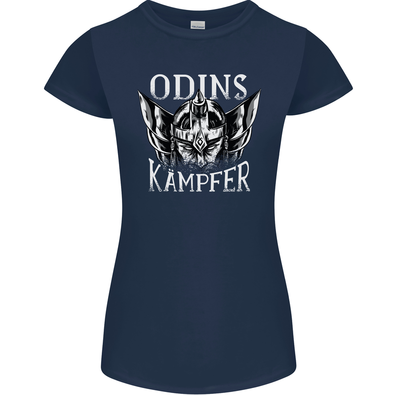 Odins Kampfer Vikings Womens Petite Cut T-Shirt Navy Blue