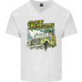 Off Road 4X4 Off Roading Four Wheel Drive Mens V-Neck Cotton T-Shirt White